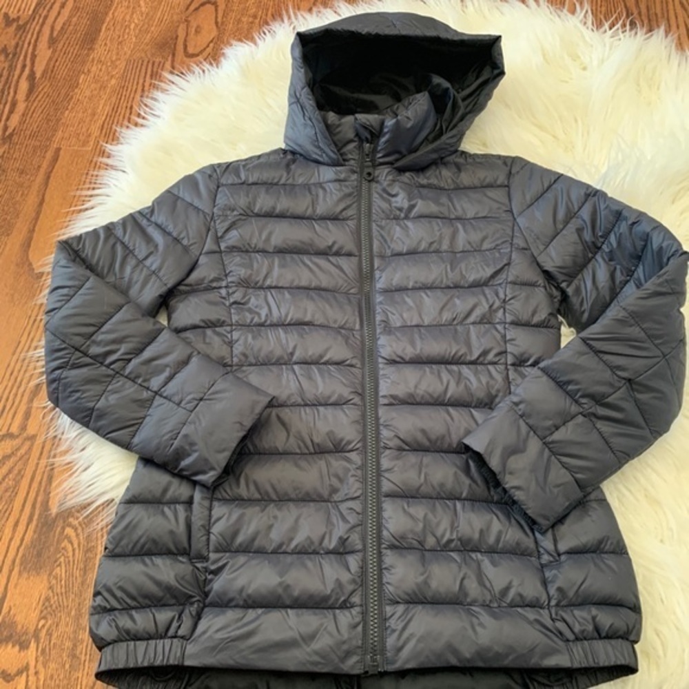 Z by Zella dark gray puffer jacket w/ hood girls L
